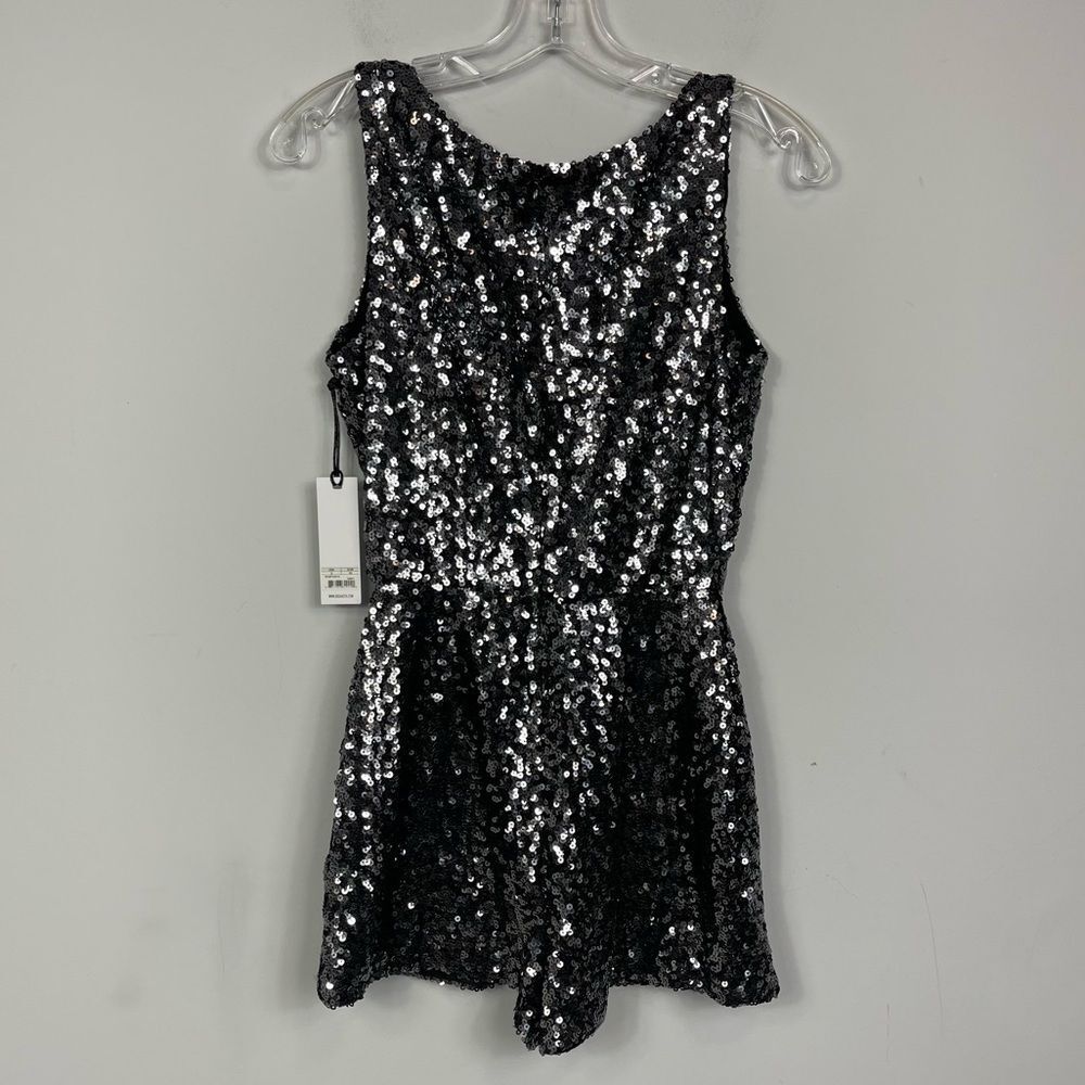 NWT BB Dakota Callan Sequin Romper Pewter Silver XS 2 Cocktail NYE Party Club - Picture 7 of 16